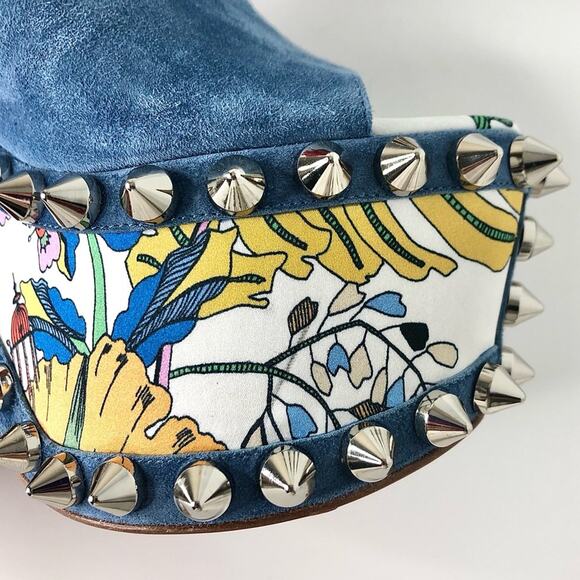 NEW Christian Louboutin Massivatac Botanical Print Studded Platform Mules 36 - Picture 8 of 11